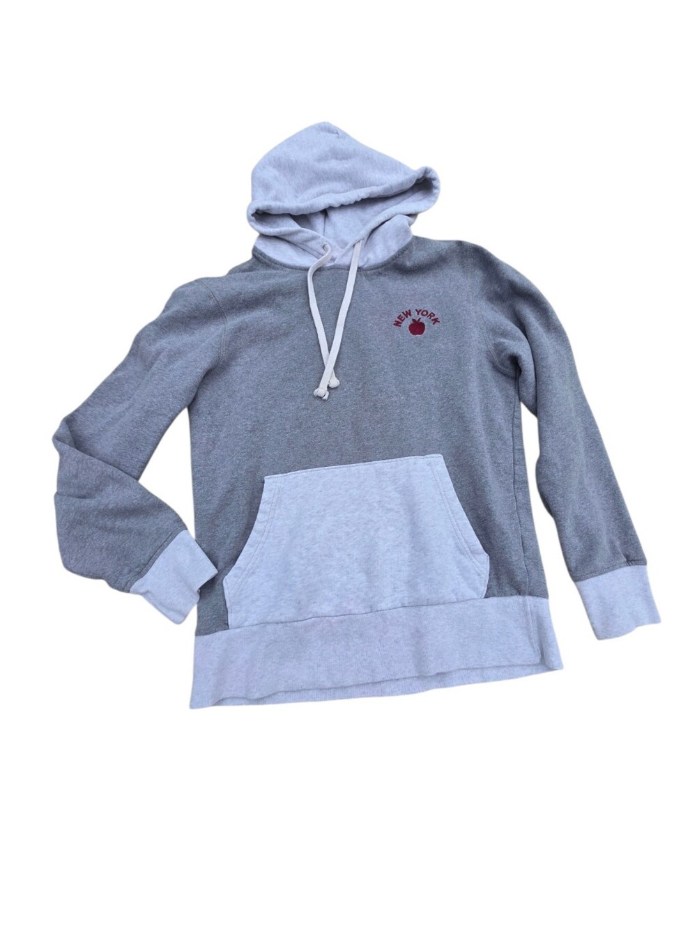 American EAGLE Two-Tone Hooded Sweatshirt with Red Accent
